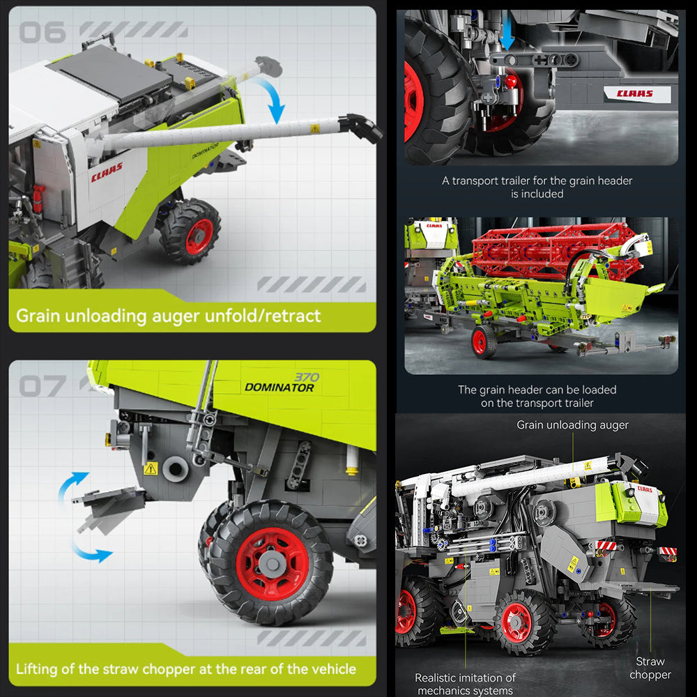 CLAAS Dominator 370 Mähdrescher, CADA C61508W Technik Mähdrescher, 4560+ Teile Technik 1:17 Groß Harvester mit Motoren Set für Kinder Erwachsene