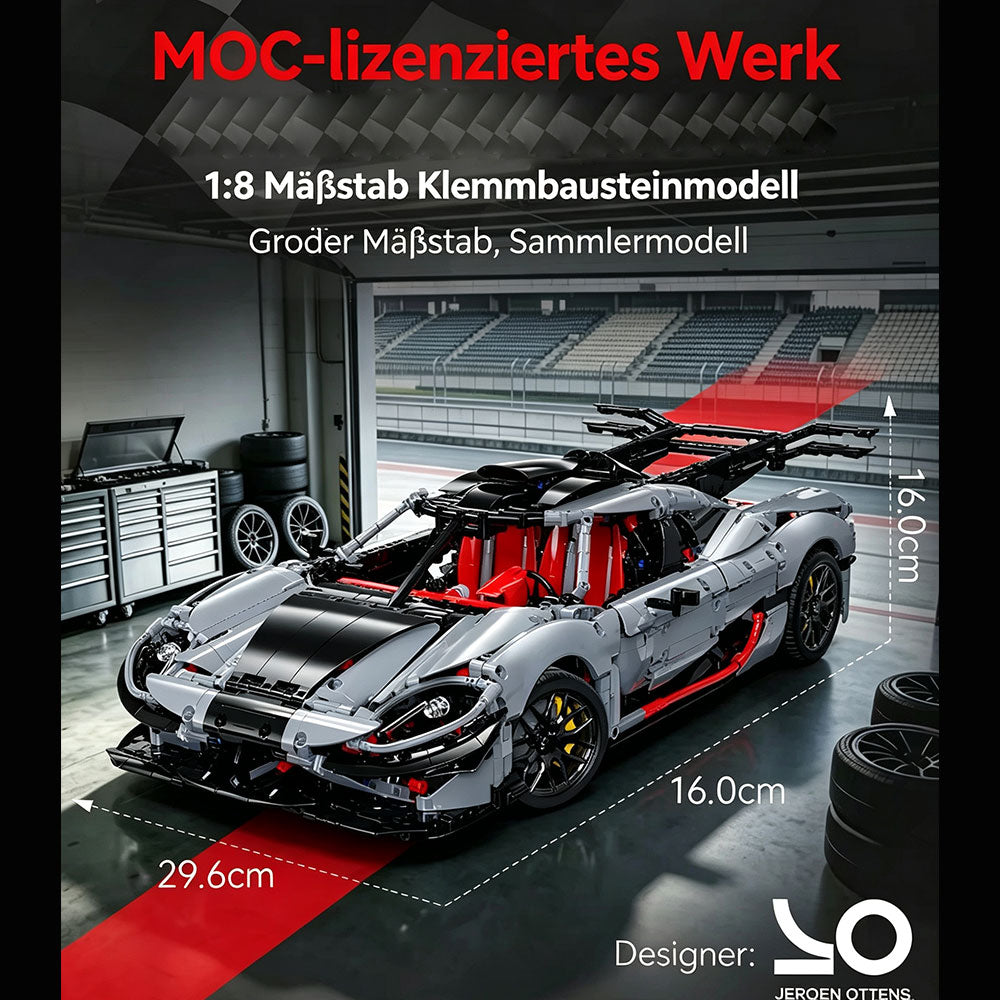 Technik Auto CADA Koenigsegg Attack Hypercar, Technik Rennwagen Modell Bausatz, 3634+ Teile MOC Auto Modell, für Koenigseggg (Originalverpackung)