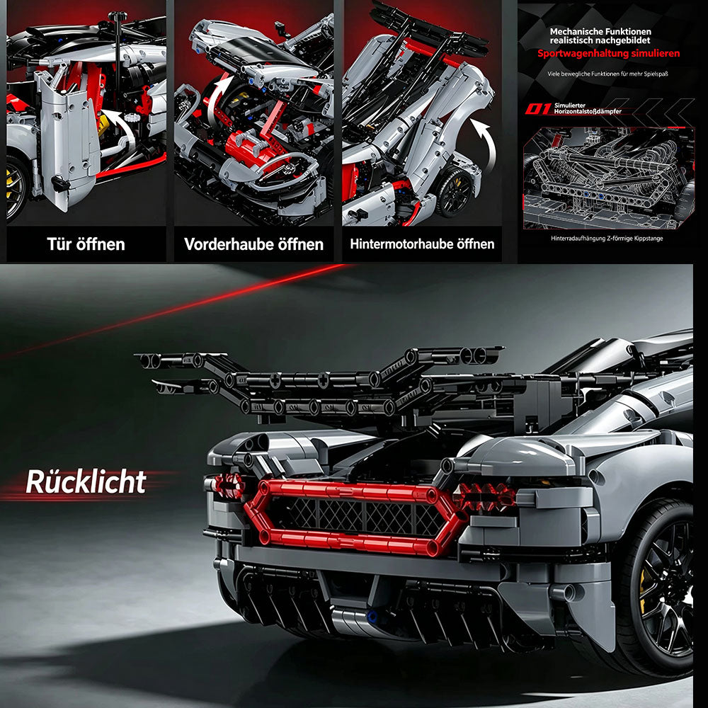 Technik Auto CADA Koenigsegg Attack Hypercar, Technik Rennwagen Modell Bausatz, 3634+ Teile MOC Auto Modell, für Koenigseggg (Originalverpackung)