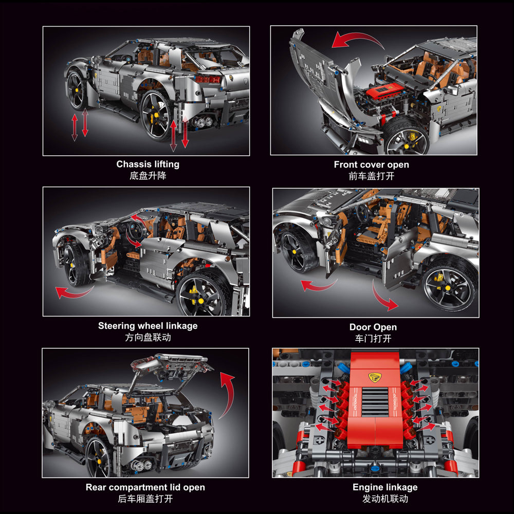 Technik Auto für Ferrari SUV, 3450+ Teile Technik Supercar Technik Auto Ferngesteuert Modell, Technik Auto Modell Kompatibel mit Lego Technik