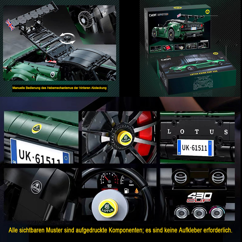 LOTUS Exige Cup 430, CaDA C61511W MOC Auto KIemmbausteine (3730 Teile)