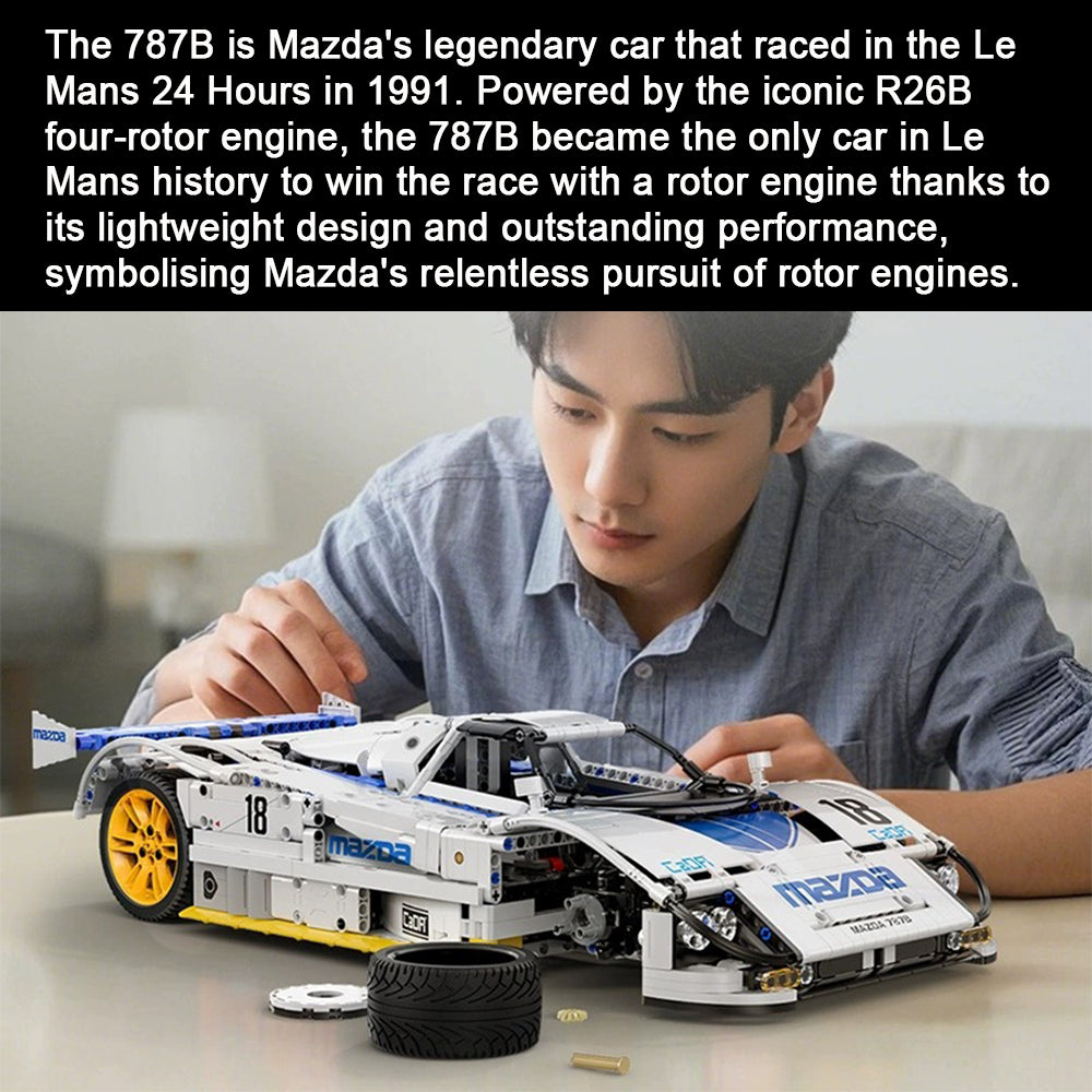 Technik Auto für CADA Mazda 787B Bausatz, 1797 KIemmbausteine MOC Technik Rennauto für Kinder, Erwachsene, Baumeister, CaDA C63007W
