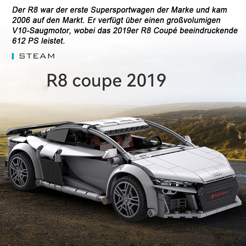Technik Auto für Audi R8 Coupe 2019, CADA C57012W, Technik Auto KIemmbausteine, Maßstab 1: 14 Modell, 536 Teile Technik C57012 Bausatz