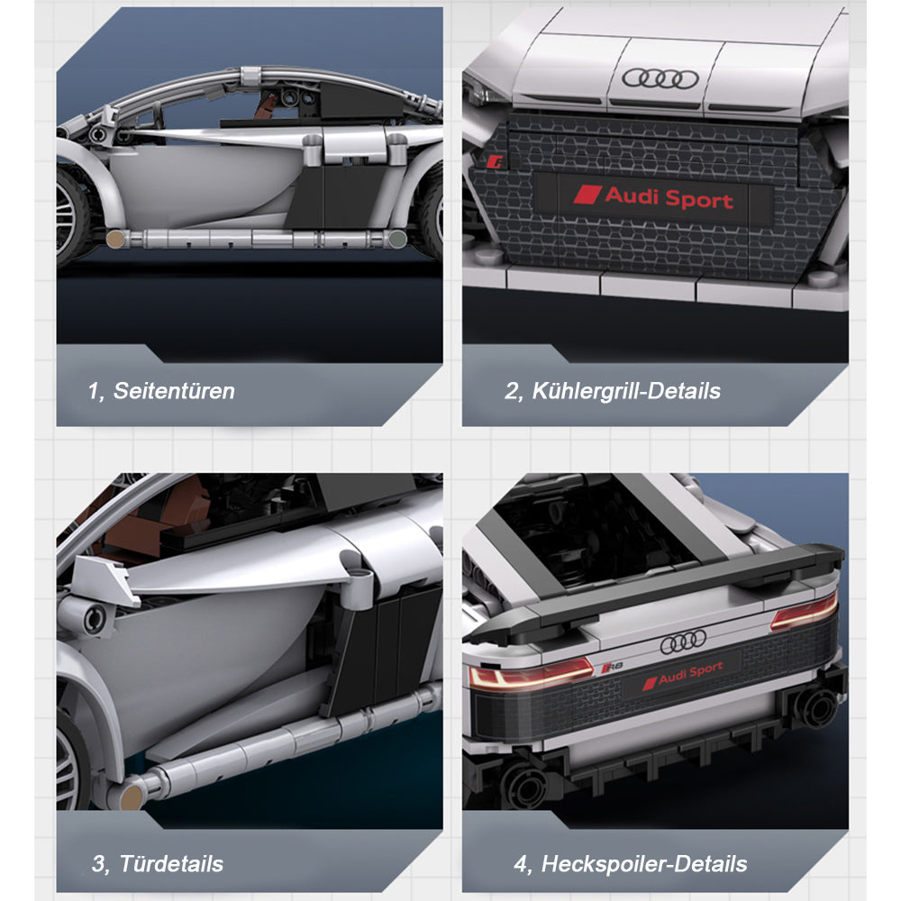 Technik Auto für Audi R8 Coupe 2019, CADA C57012W, Technik Auto KIemmbausteine, Maßstab 1: 14 Modell, 536 Teile Technik C57012 Bausatz