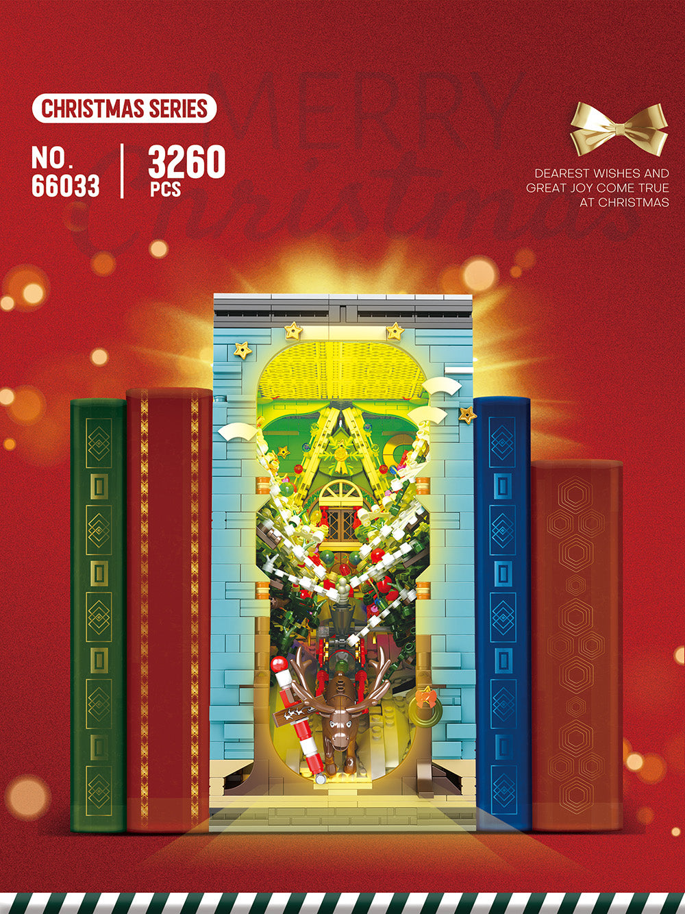 Reobrix 66033 für Lego Weihnachten 2023, mit Weihnachten Haus, Weihnachtsbaum, Weihnachtsmann mit Schlitten Lego Weihnachten 2023