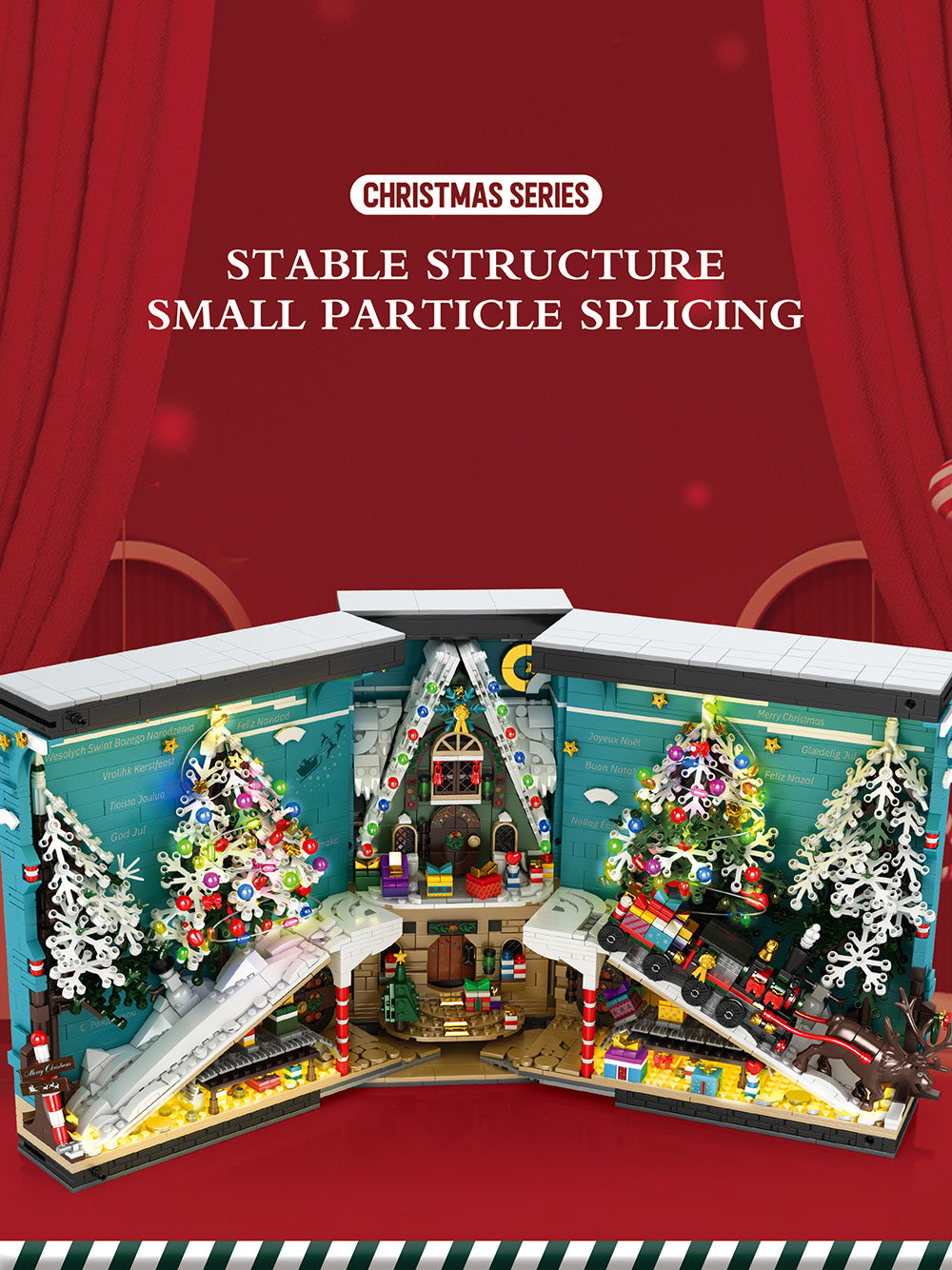 Reobrix 66033 für Lego Weihnachten 2023, mit Weihnachten Haus, Weihnachtsbaum, Weihnachtsmann mit Schlitten Lego Weihnachten 2023