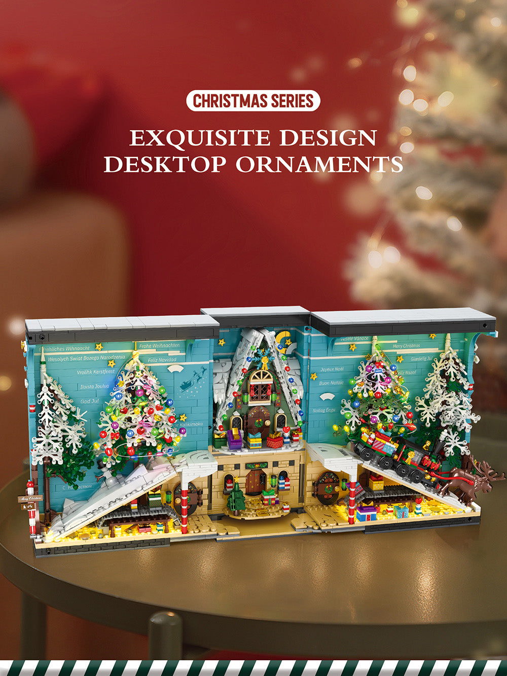 Reobrix 66033 für Lego Weihnachten 2023, mit Weihnachten Haus, Weihnachtsbaum, Weihnachtsmann mit Schlitten Lego Weihnachten 2023