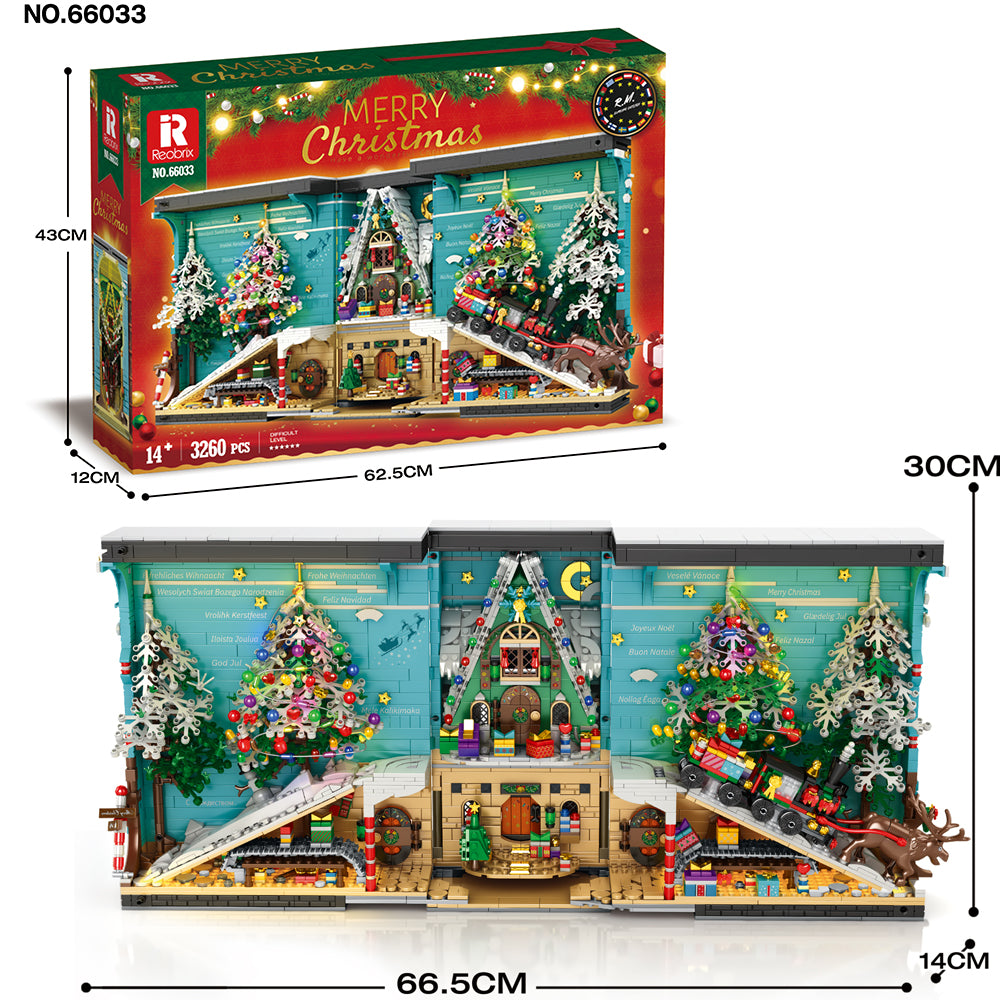 Reobrix 66033 für Lego Weihnachten 2023, mit Weihnachten Haus, Weihnachtsbaum, Weihnachtsmann mit Schlitten Lego Weihnachten 2023