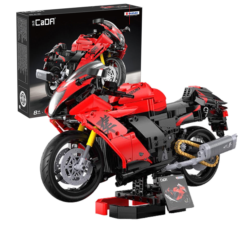 Technik Motorrad für CADA C64051W Suzuki Supermotorrad, Technik Rennauto KIemmbausteine, Maßstab 1: 6 Modell, 1043 Teile C64051 SUZUKI Motorrad Bausatz