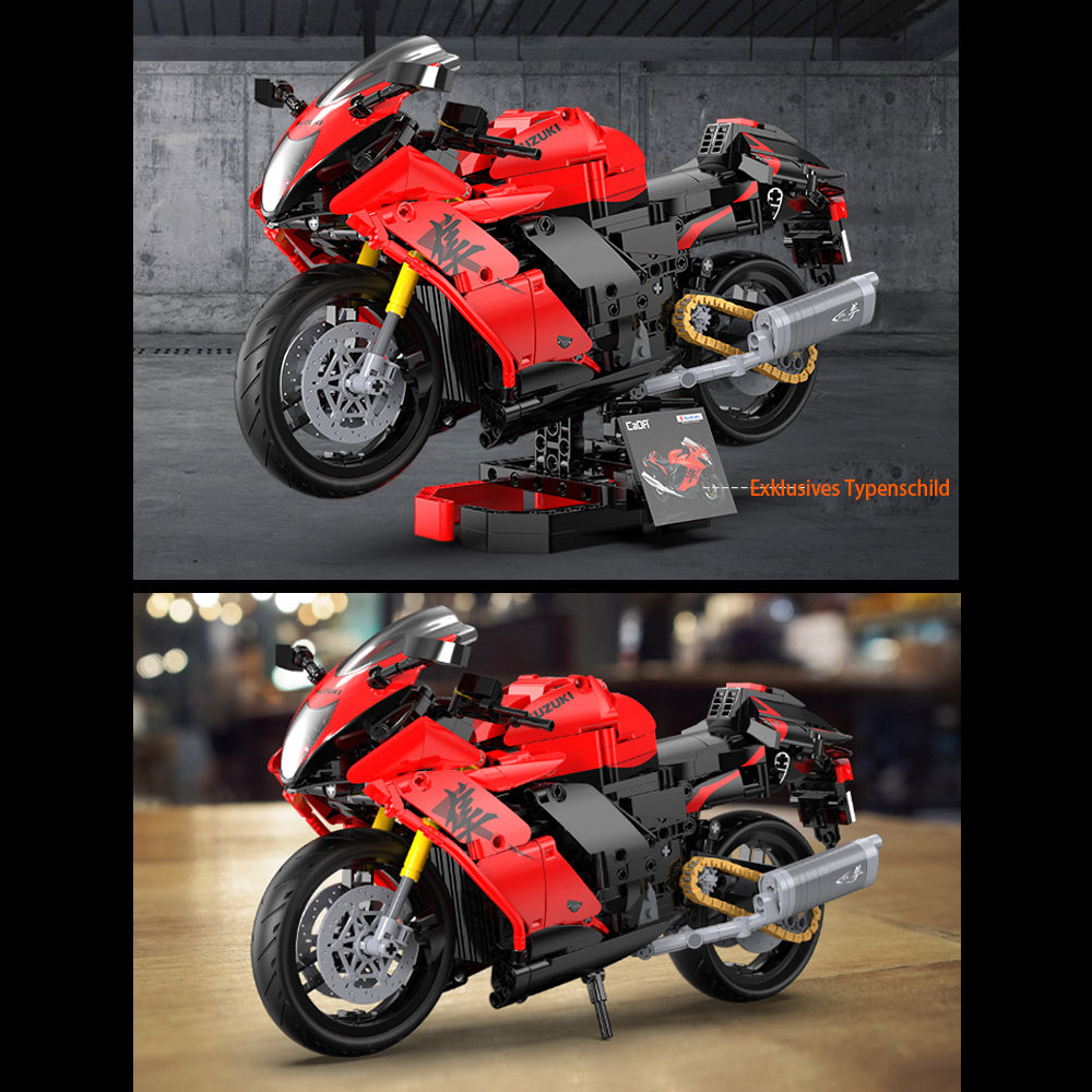 Technik Motorrad für CADA C64051W Suzuki Supermotorrad, Technik Rennauto KIemmbausteine, Maßstab 1: 6 Modell, 1043 Teile C64051 SUZUKI Motorrad Bausatz