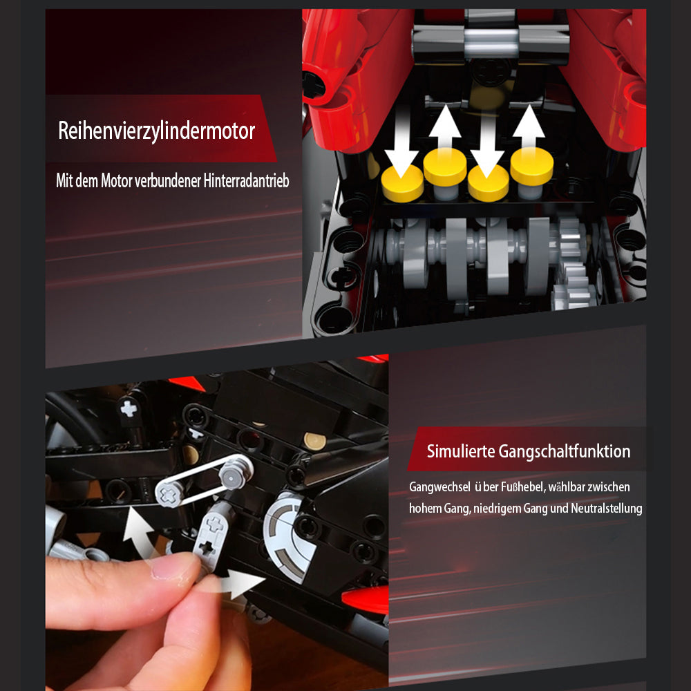 Technik Motorrad für CADA C64051W Suzuki Supermotorrad, Technik Rennauto KIemmbausteine, Maßstab 1: 6 Modell, 1043 Teile C64051 SUZUKI Motorrad Bausatz