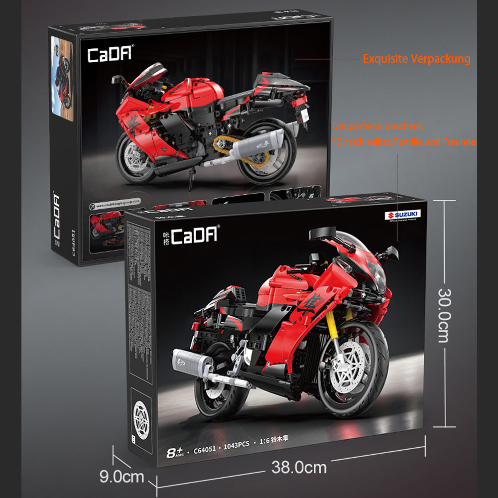 Technik Motorrad für CADA C64051W Suzuki Supermotorrad, Technik Rennauto KIemmbausteine, Maßstab 1: 6 Modell, 1043 Teile C64051 SUZUKI Motorrad Bausatz