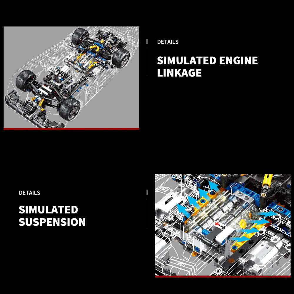 Technik Auto für Audi R8 LM-P 2000 Le Mans 24 Race Rennauto, MOC R8 Rennwagen, 2426 KIemmbausteine Technik Rennauto für Kinder, Erwachsene, Baumeister, YC-23044