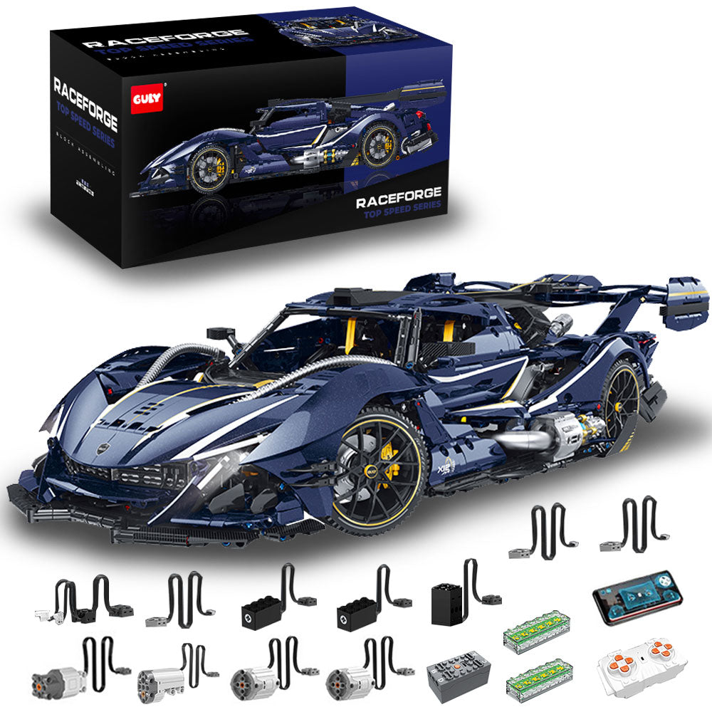 Technik Auto für Apollo Rennauto, MOC Technik Supercar Bausatz mit 4 M0T0R Bausatz, 1: 8 KIemmbausteine für Kinder und Erwachsene