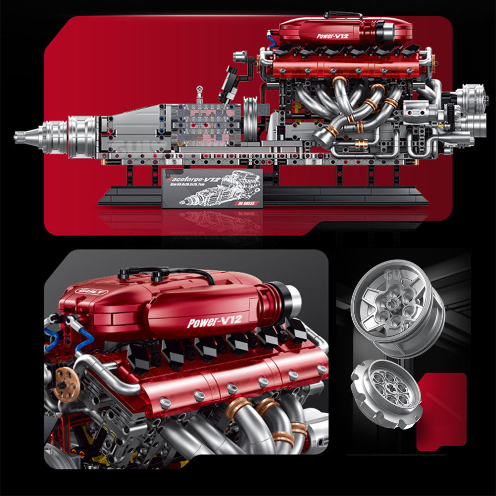 Technik V12 Engine, 2378 Teile mit Motoren, LED und Sprühgerät Klemmbausteine für Erwachsene(Originalverpackung)
