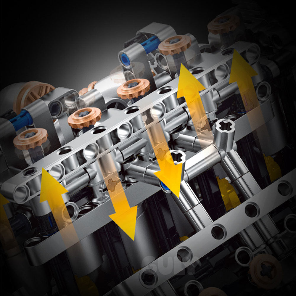 Technik V12 Engine, 2378 Teile mit Motoren, LED und Sprühgerät Klemmbausteine für Erwachsene(Originalverpackung)