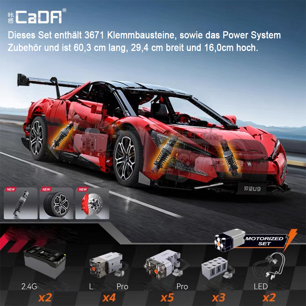 BYD U9, CaDA C64011W MOC Auto KIemmbausteine (3671 Teile)