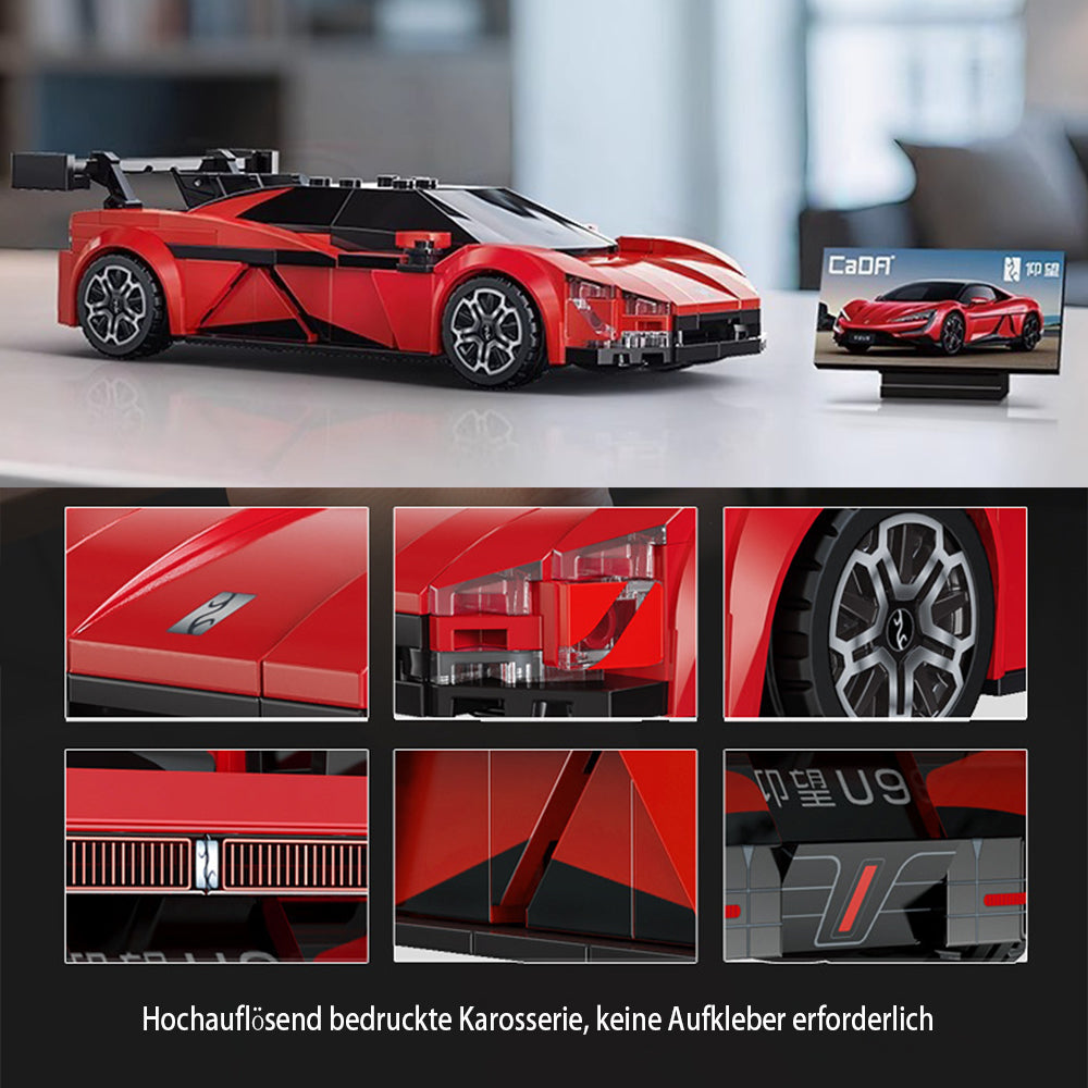 CADA C55045W BYD U9 Supercar, Technik Rennauto KIemmbausteine, Maßstab 1: 24 Modell, 291 Teile C55045 Bausatz
