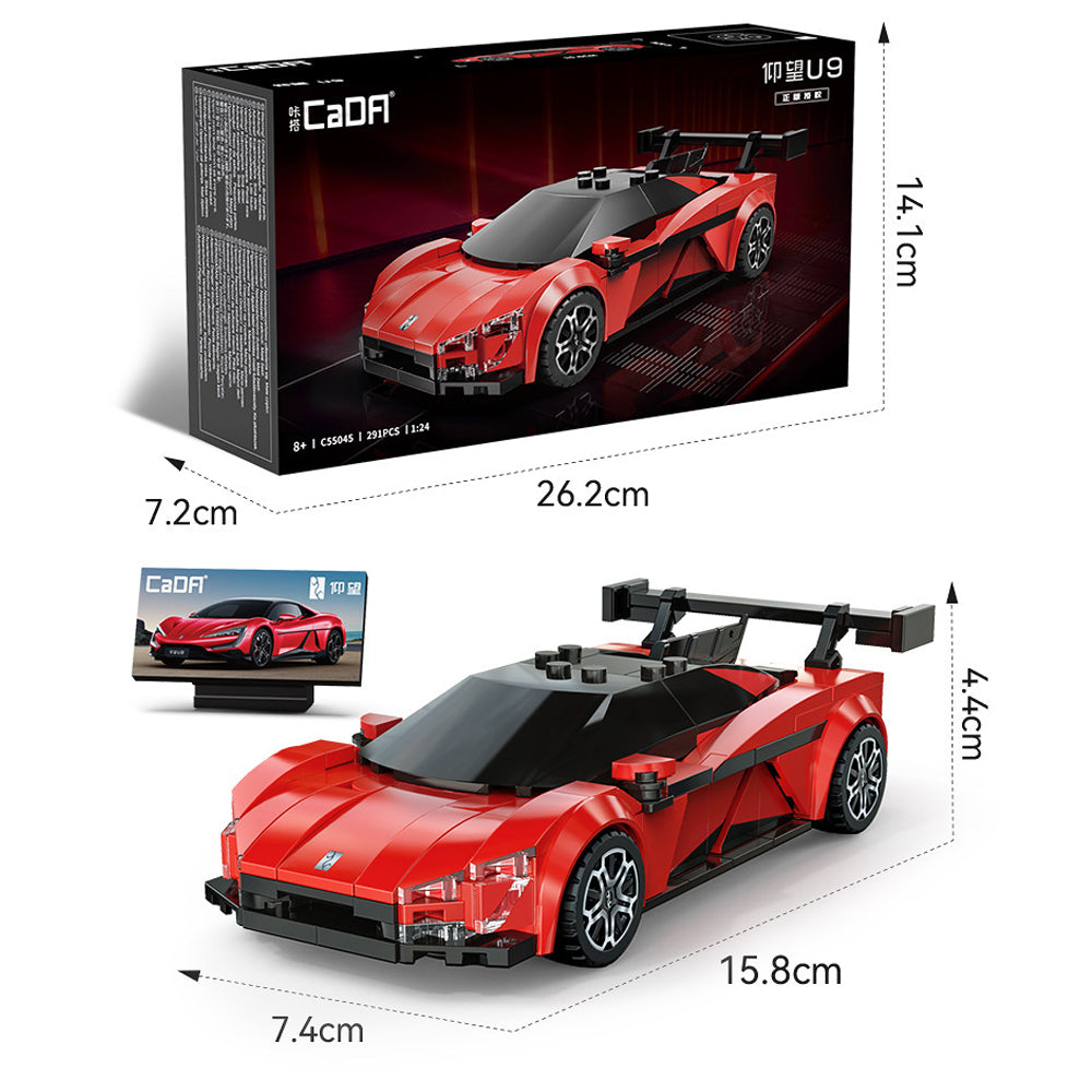 CADA C55045W BYD U9 Supercar, Technik Rennauto KIemmbausteine, Maßstab 1: 24 Modell, 291 Teile C55045 Bausatz