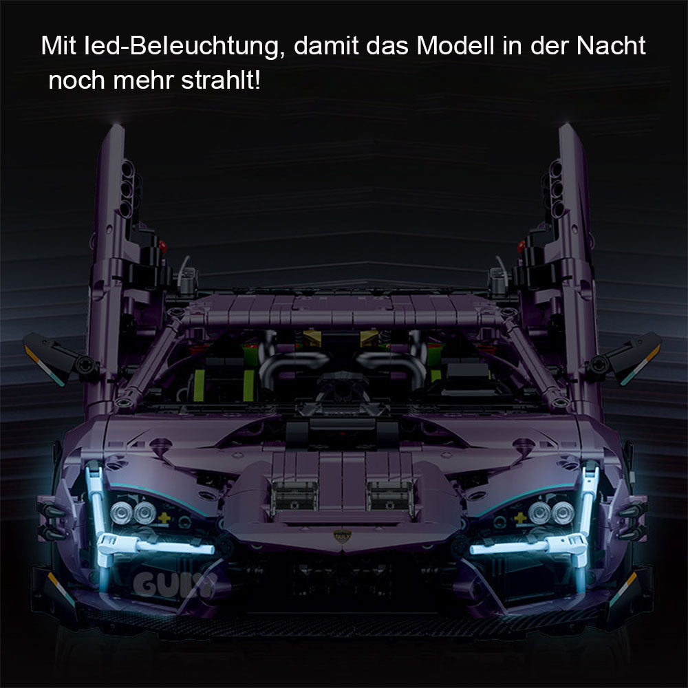 Technik Auto für Lamborghini Revuelto Hypercar, Technik Auto mit 6 Motoren Technik Auto Bausatz MOC Auto KIemmbausteine für Lamborghini Technik Auto, Originalverpackung