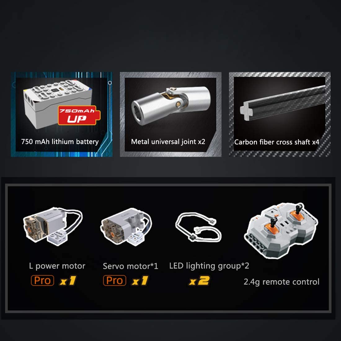 C61008W Technik Auto, Monster LKW mit Fernbedienung, Motor und LED Licht, 4x4 Off-Road Vehicle Auto Bauspielzeug