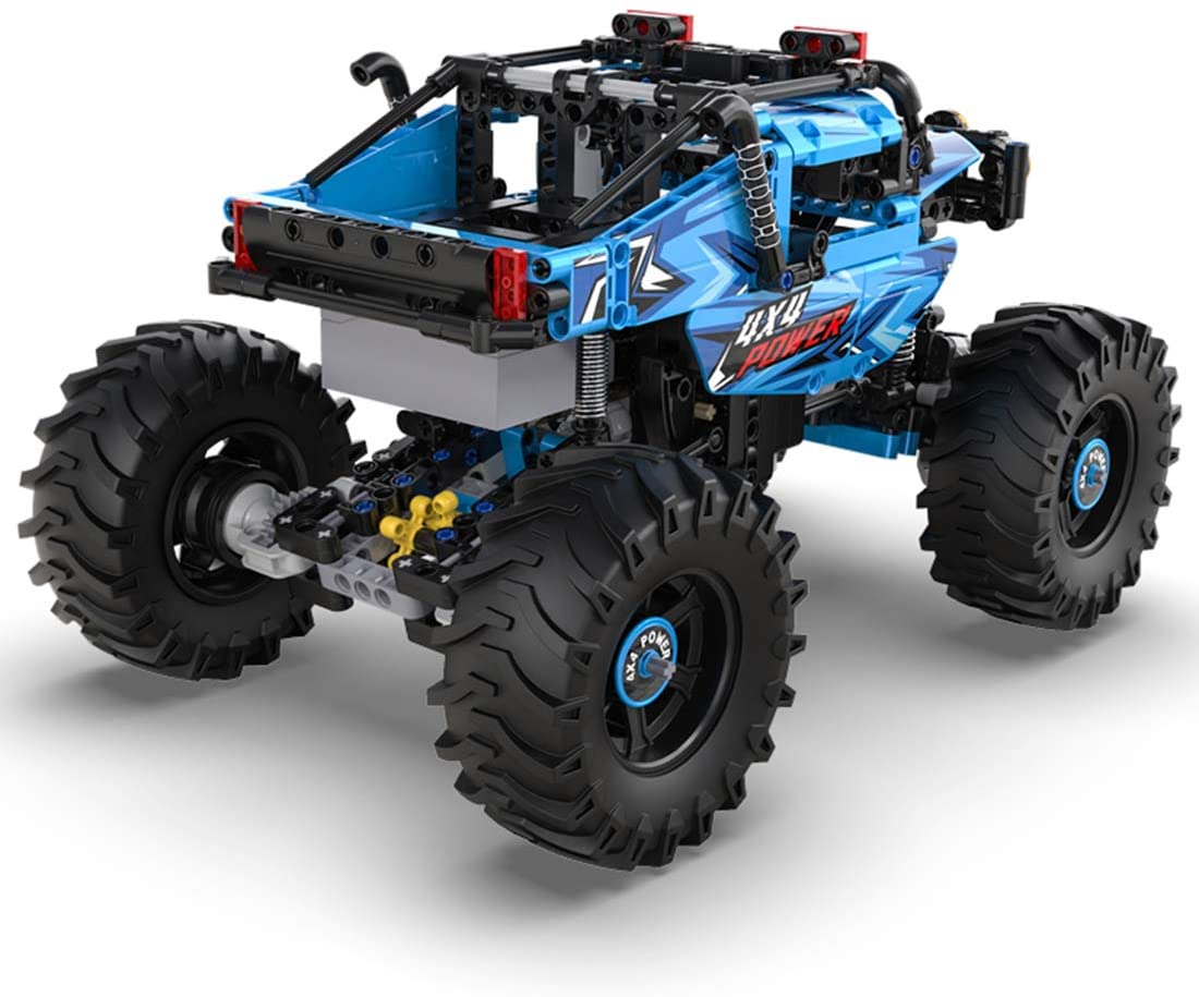 C61008W Technik Auto, Monster LKW mit Fernbedienung, Motor und LED Licht, 4x4 Off-Road Vehicle Auto Bauspielzeug