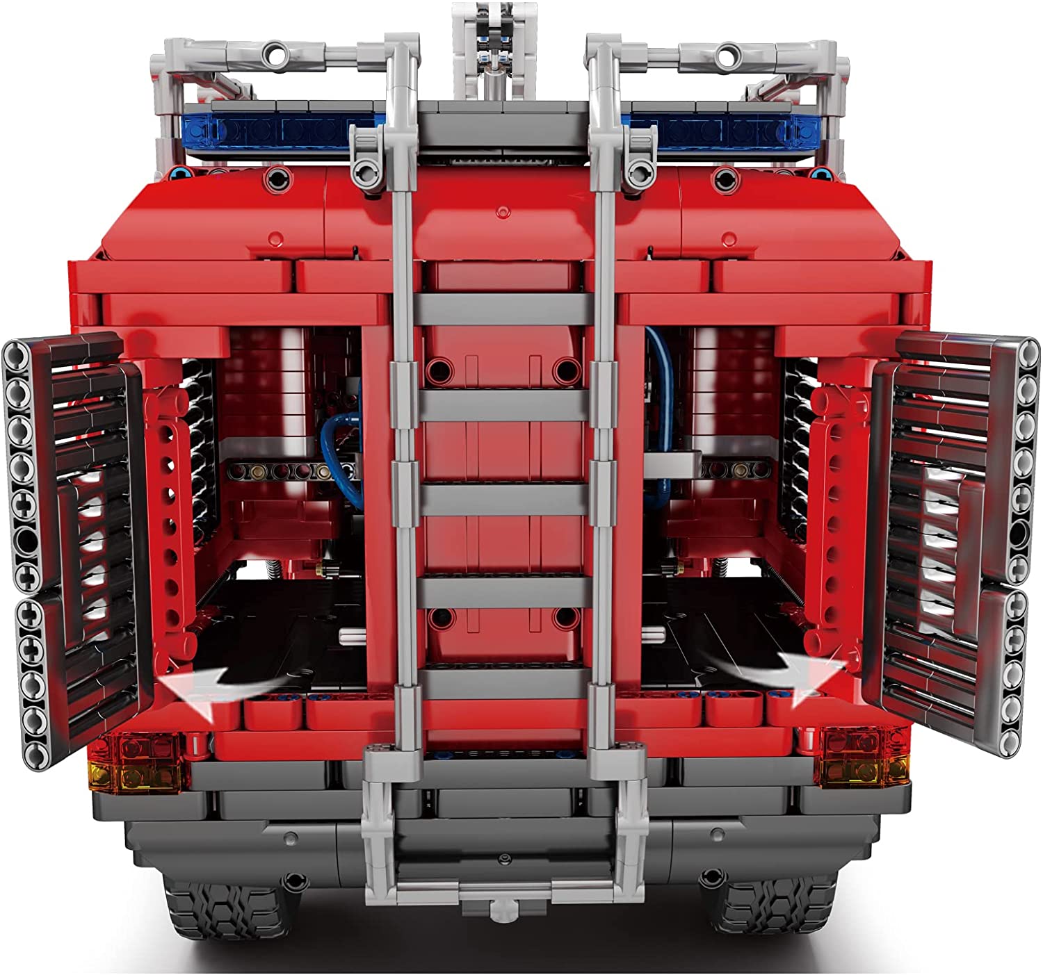 Technik Flughafen Rettungsfahrzeug Modell 6653 Teile Set zusammenbaut (Fernbedienung & APP-Steuerung R/C) Wasserspray Klemmbausteine Bausatz kompatibel mit Lego Technik
