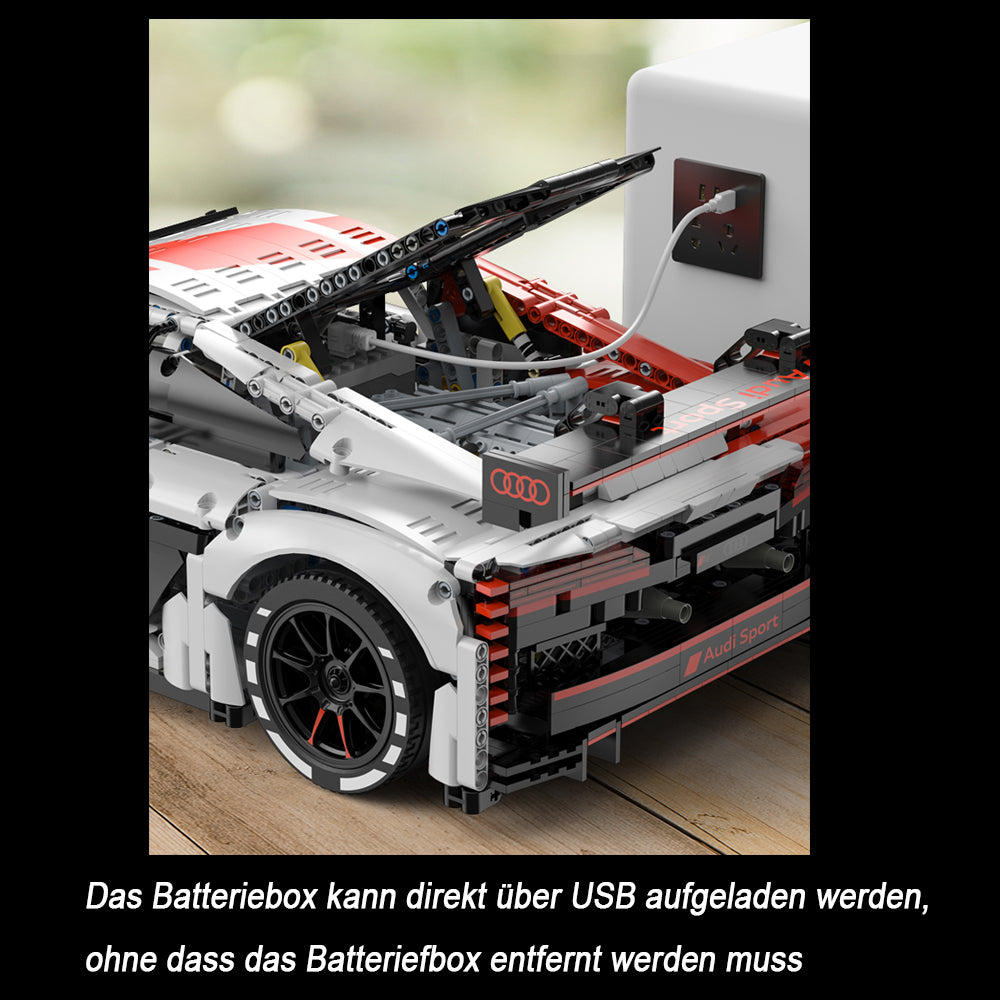 Audi R8 LMS GT3 Modell, Technik Rennwagen mit Motoren, LEDs Modell, Technik Ferngesteuert Auto Klemmbausteine Modellbau Kompatibel mit Lego Technik Auto