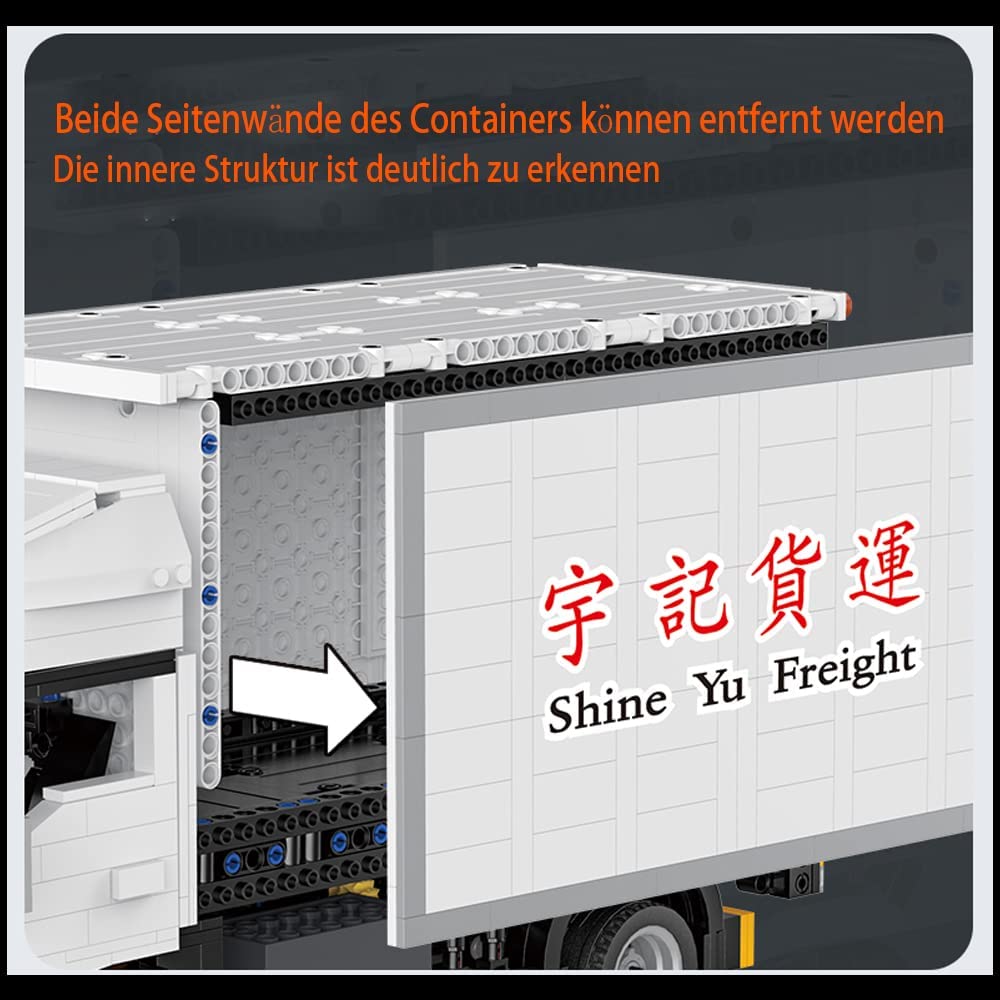 Technik LKW Ferngesteuert, Technik Container YC 22010, Technik Truck Modell, 1755 Teile Technik LKW Modell Bauset Kompatibel mit Lego Technik LKW