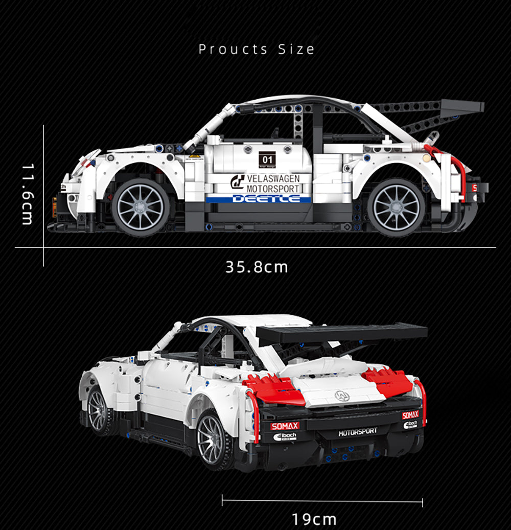 Technik Auto für Volkswagen Type 1, 1785 Teile Technik Sportwagen Mit Motor Technic Auto Ferngesteuert Klemmbausteine kompatibel mit Lego Technik Auto…
