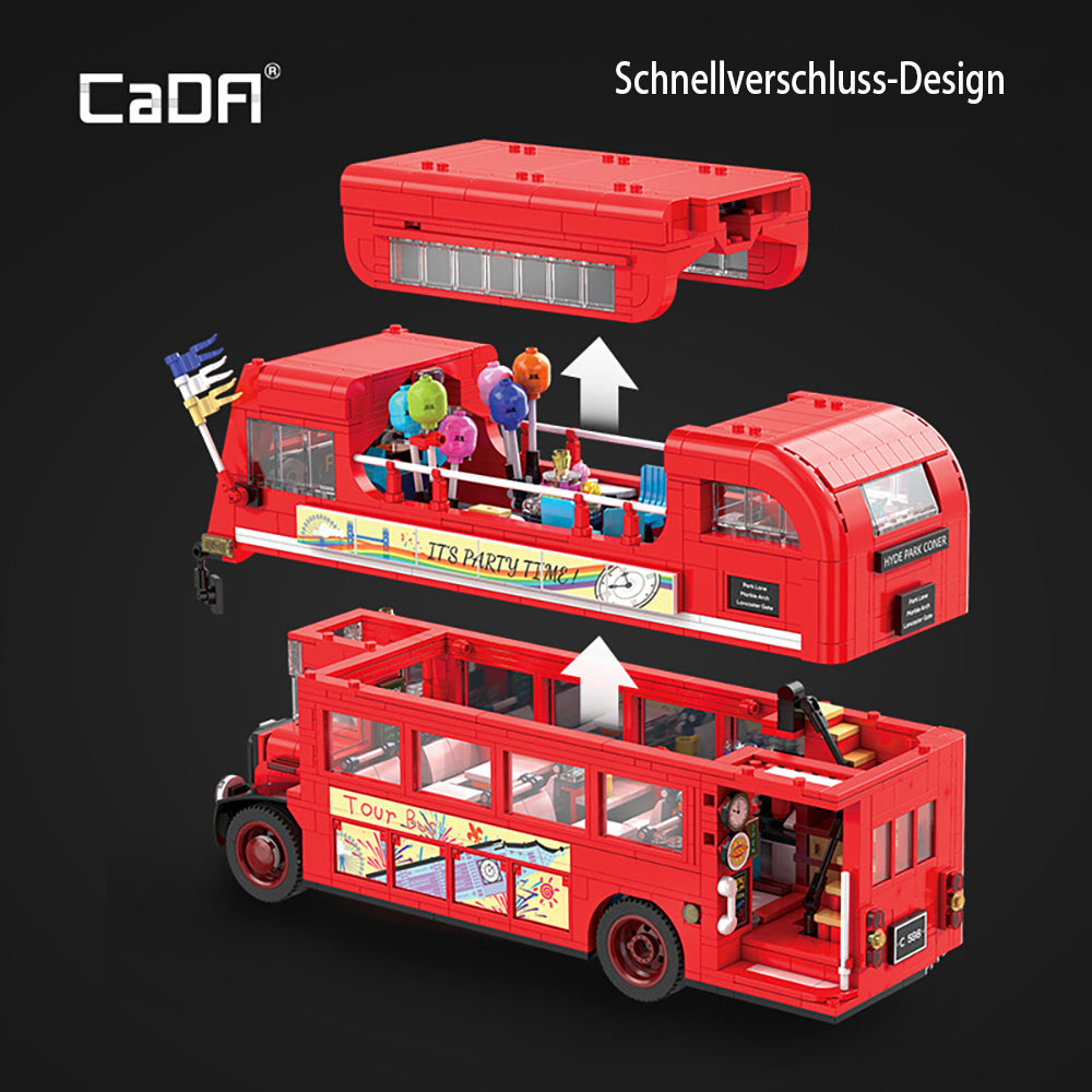 CADA Master C59008W Londoner Bus Modell Mit LED Beleuchtungs, MOC Bus Klemmbausteine Bausatz Kompatibel mit Lego Technik