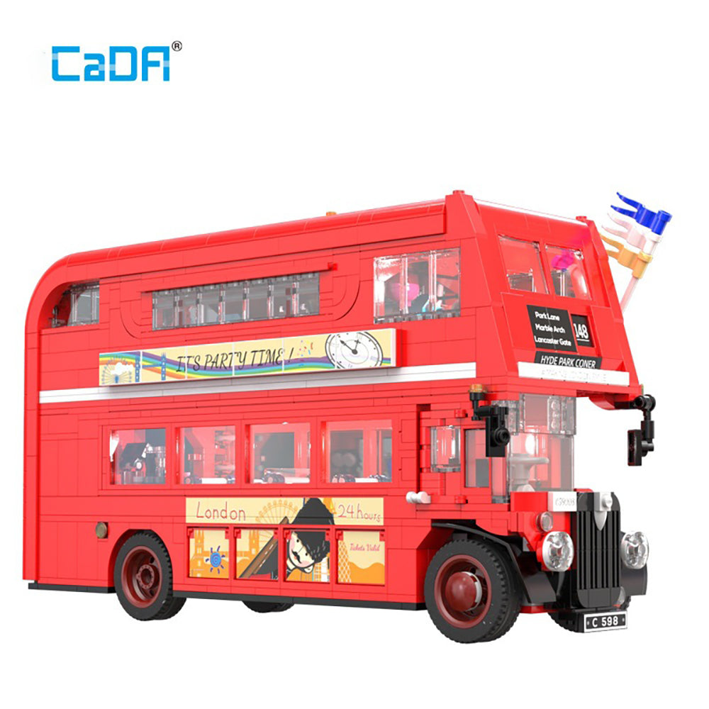 CADA Master C59008W Londoner Bus Modell Mit LED Beleuchtungs, MOC Bus Klemmbausteine Bausatz Kompatibel mit Lego Technik