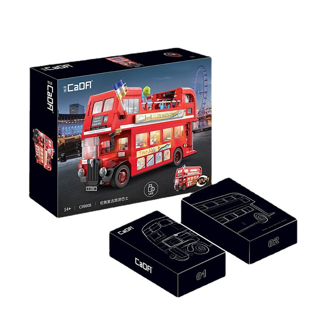 CADA Master C59008W Londoner Bus Modell Mit LED Beleuchtungs, MOC Bus Klemmbausteine Bausatz Kompatibel mit Lego Technik