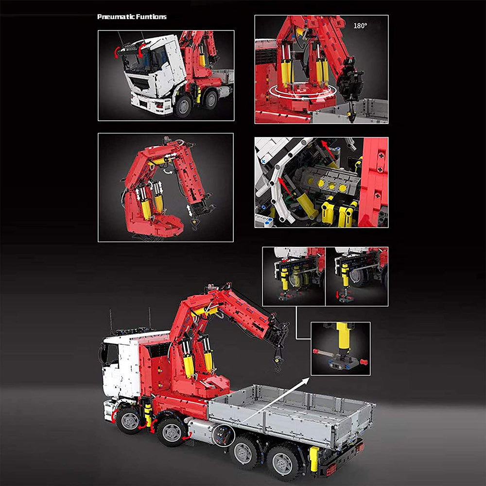 Technik Kran LKW, 8238 Teile Technik Pneumatik Truck mit Kran, Technic Ferngesteuert Auto mit 8 Motoren Bausatz Kompatibel mit Lego Technik