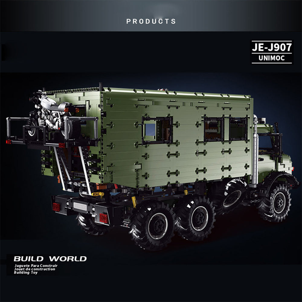 Technik Wohnwagen 6x6 Off-Road Truck, RAEL LE-J907, 6689 Teile Ferngesteuert Auto mit 9 Motor, Campingaufbau, Technic Riesigen Truck Modell Bausatz Kompatibel mit Lego Technik