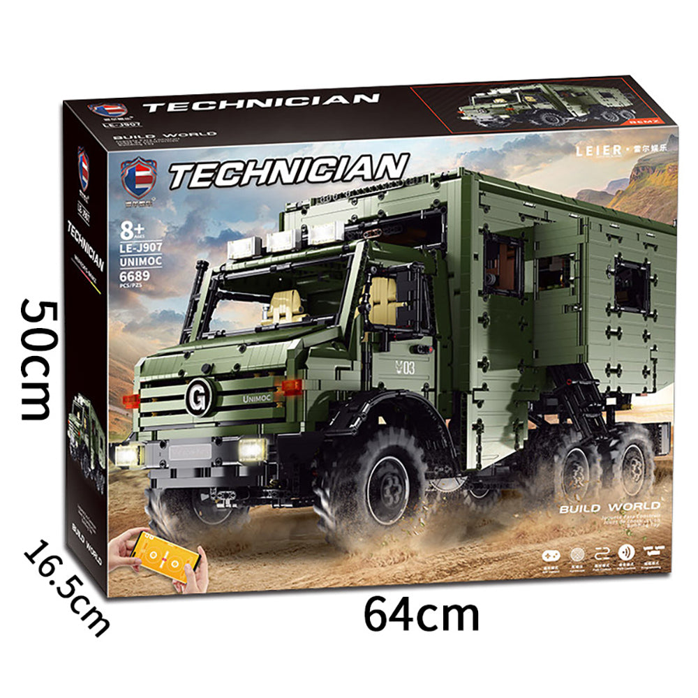 Technik Wohnwagen 6x6 Off-Road Truck, RAEL LE-J907, 6689 Teile Ferngesteuert Auto mit 9 Motor, Campingaufbau, Technic Riesigen Truck Modell Bausatz Kompatibel mit Lego Technik