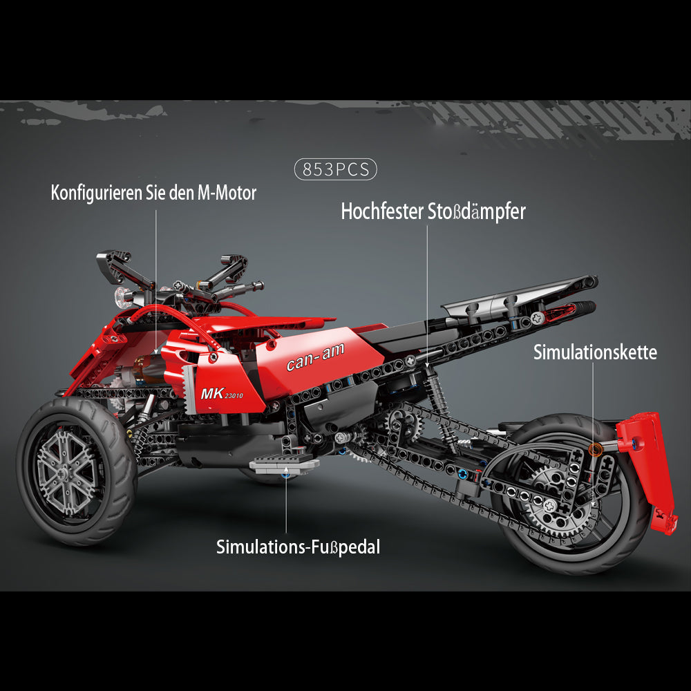 Technik Motorrad MK 23010, Technik Motorrad Ferngesteuert, 853 Teile Technic Motorrad Motorisierte Modell mit Motoren, Custom Bausteine Kompatibel mit Lego Technik