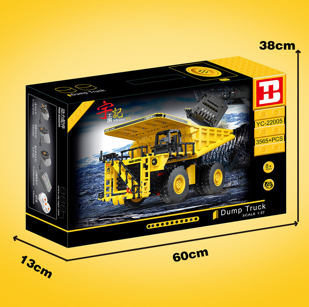 Technik Liebherr Dumper mit 6 Motoren, App Steuerung Modellbausatz, QC-YC22005 Technik LKW Ferngesteuert Dumper Bauset Kompatibel mit Lego Technik