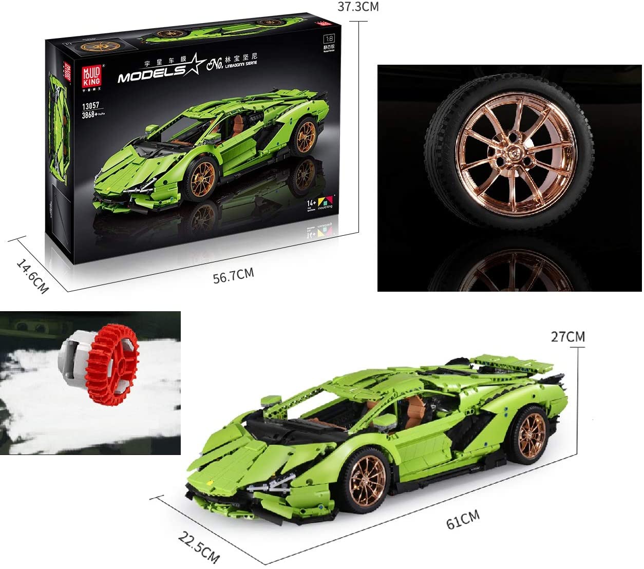 Technik Auto Lamborghini Centenario Supercar, Technic Sportwagen Modell Bauset, 3860 Klemmbausteine Kompatibel mit Lego Technik