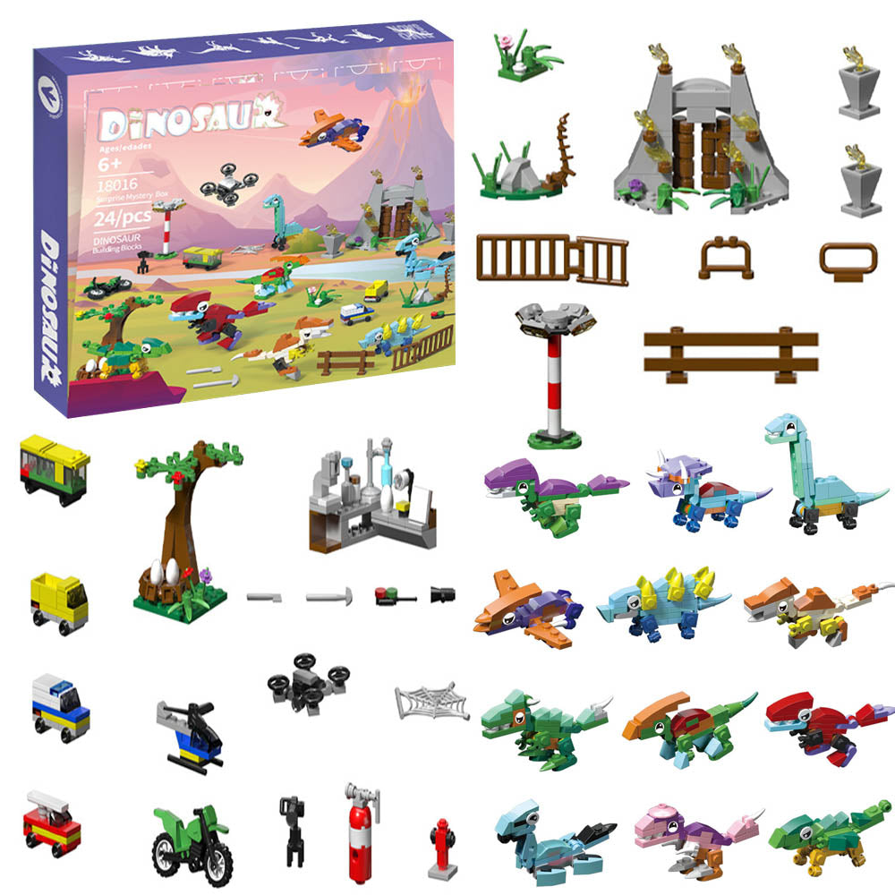Adventskalender 2022, Dinosaurier Set für Lego Adventskalender 2022, 24 Stück Dinosaurier Modell Dinos Bausatz Spiel Weihnachtskalender für Kinder