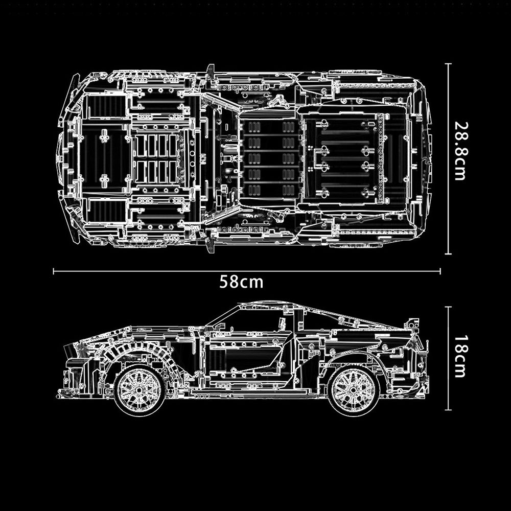 Technik Auto für Ford Mustang Shelby GT500, Technic Auto Ferngesteuert mit 5 Motor Bausatz, 3386 Teile Technik-Modell Kompatibel mit Lego Technik Ford