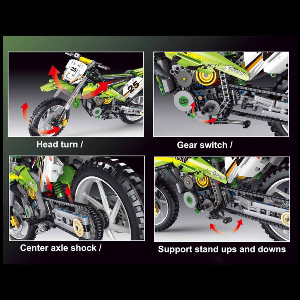 Technik Motorrad Kawasaki Motorrad Modell, T4018 Technik Motorrad Bauset Kompatibel mit Lego Technik