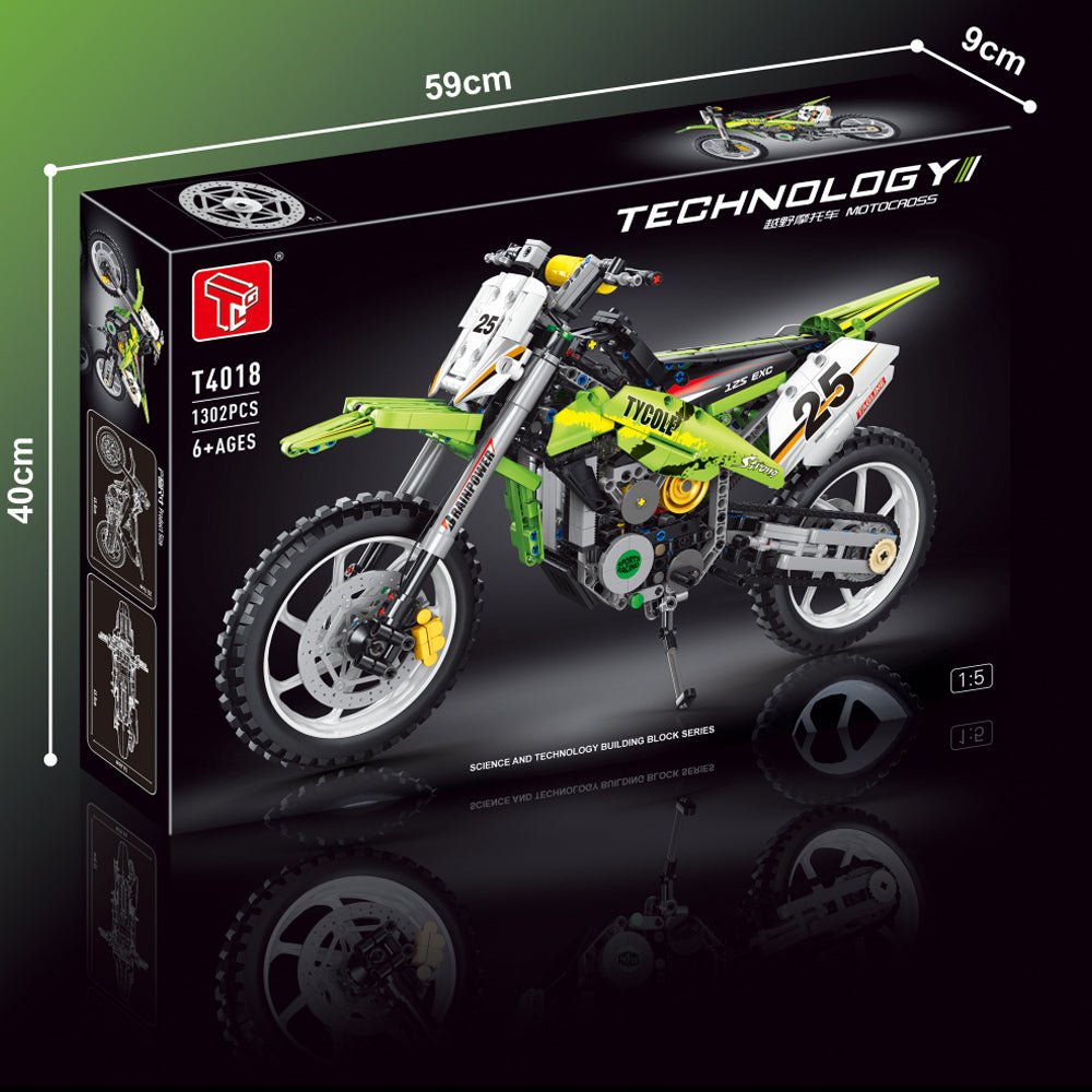 Technik Motorrad Kawasaki Motorrad Modell, T4018 Technik Motorrad Bauset Kompatibel mit Lego Technik
