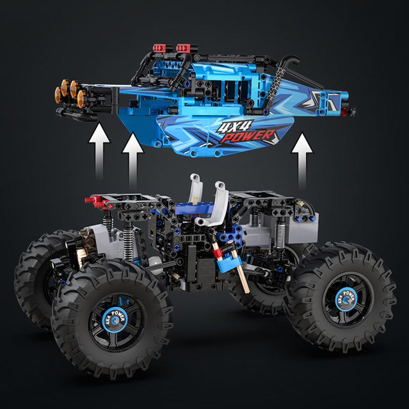 C61008W Technik Auto, Monster LKW mit Fernbedienung, Motor und LED Licht, 4x4 Off-Road Vehicle Auto Bauspielzeug