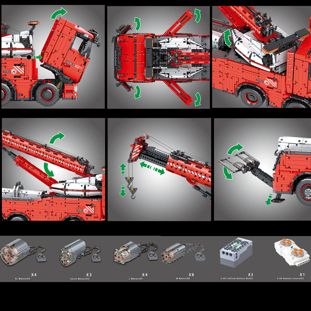 Mould King Kran LKW 19006, Technik Pneumatik LKW Ferngesteuert, 10966 Teile Technic Kranwagen Motorisierte Modell mit 19 Motoren, Custom Bausteine Kompatibel mit Lego Technik
