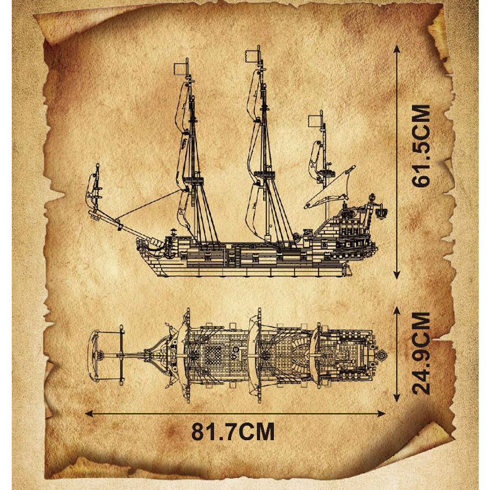 Queen Anne's Revenge Piratenschiff Modell, 3139 Teile Segelschiff Modell Schiff Klemmbausteine Piratenschiff groß Modelbau Kompatibel mit Lego Piraten