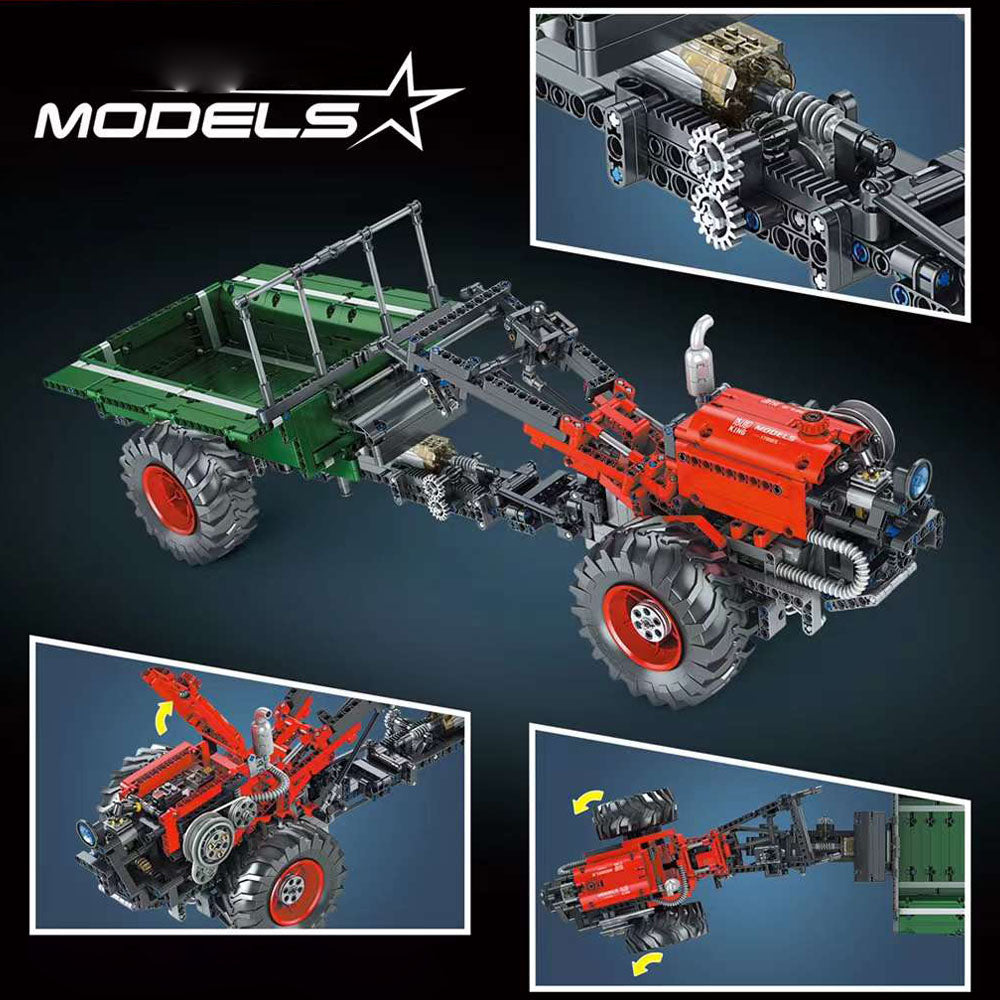 Technik Traktor Model, Mould King 17005, 1312 Teile Technik Ferngesteuert Traktor mit Motoren Bausatz Moc Klemmbausteine Kompatibel mit Lego Technik