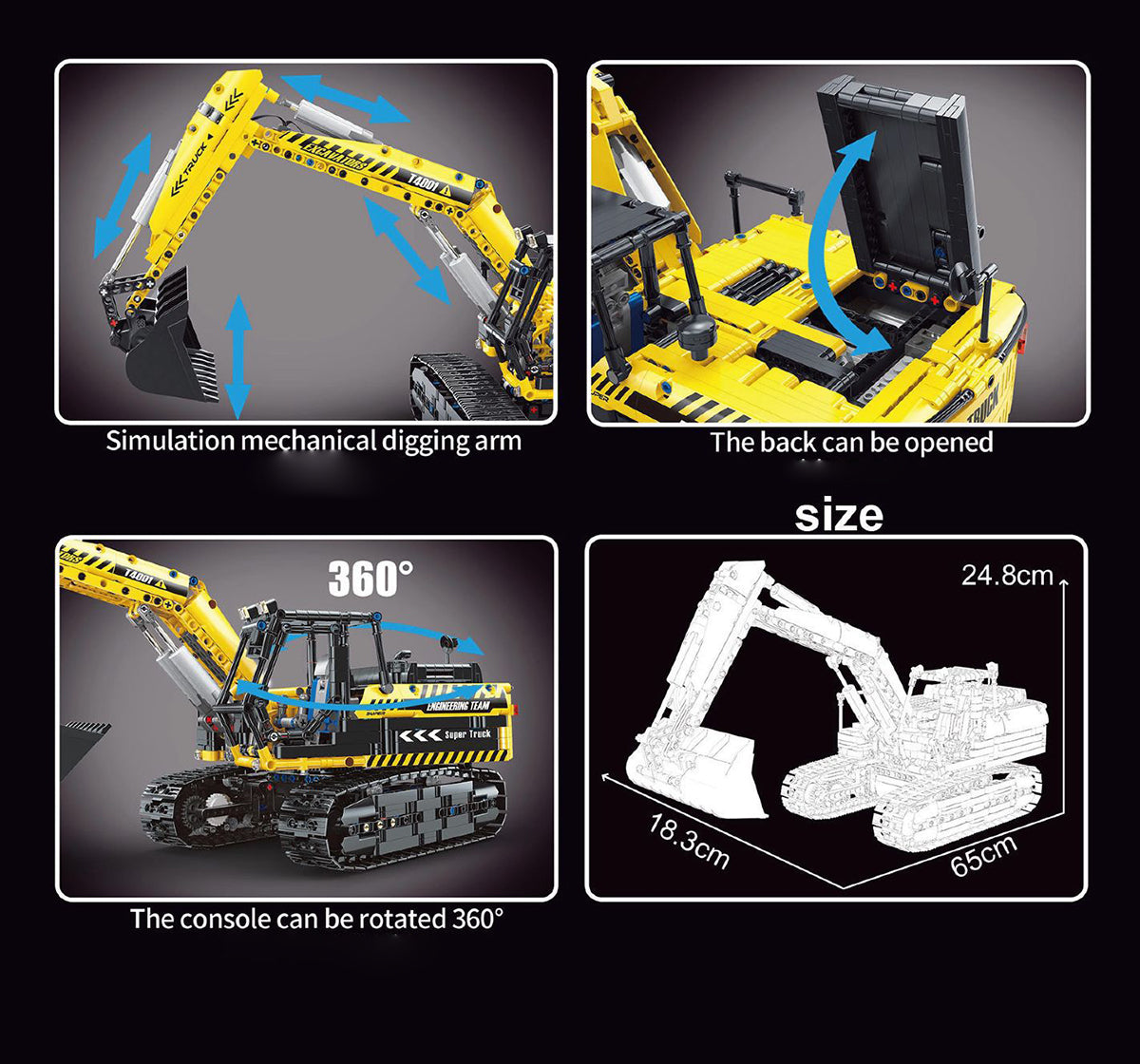 Technik Bagger Ferngesteuert, 2068 Teile Technik Raupenbagger Technic Ferngesteuert Bagger mit 6 Motor Modellbau Klemmbausteine Kompatibel mit Lego Technik