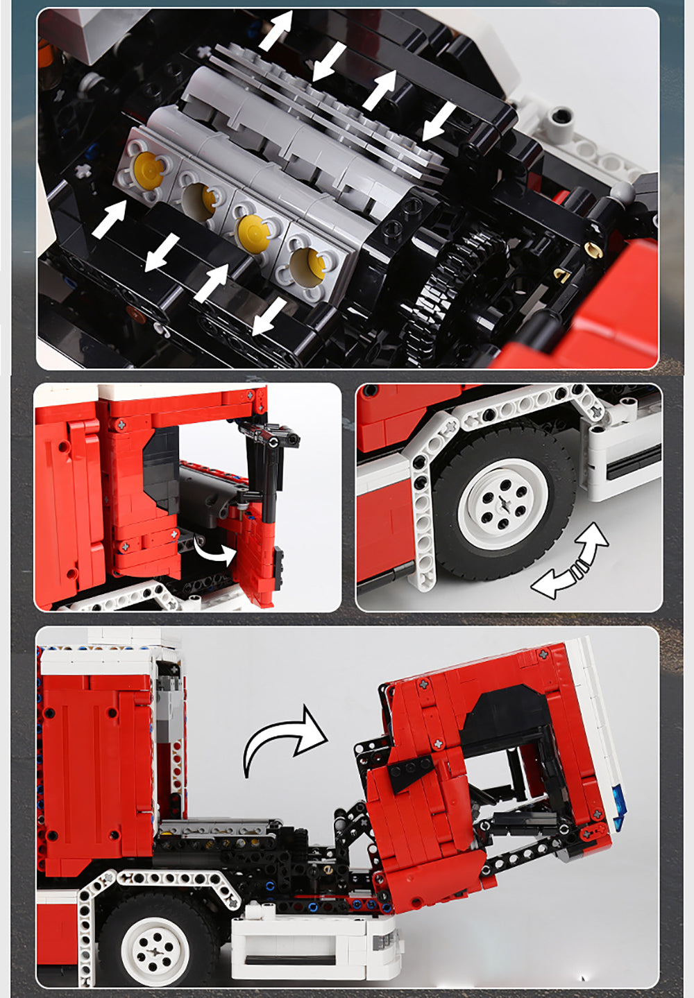 Technik LKW Feuerwehrauto mit Kranarm, 4886 Teile Technik Ferngesteuert Feuerwehr LKW mit 8 Motoren Modellbau Set Kompatibel mit Lego Technik