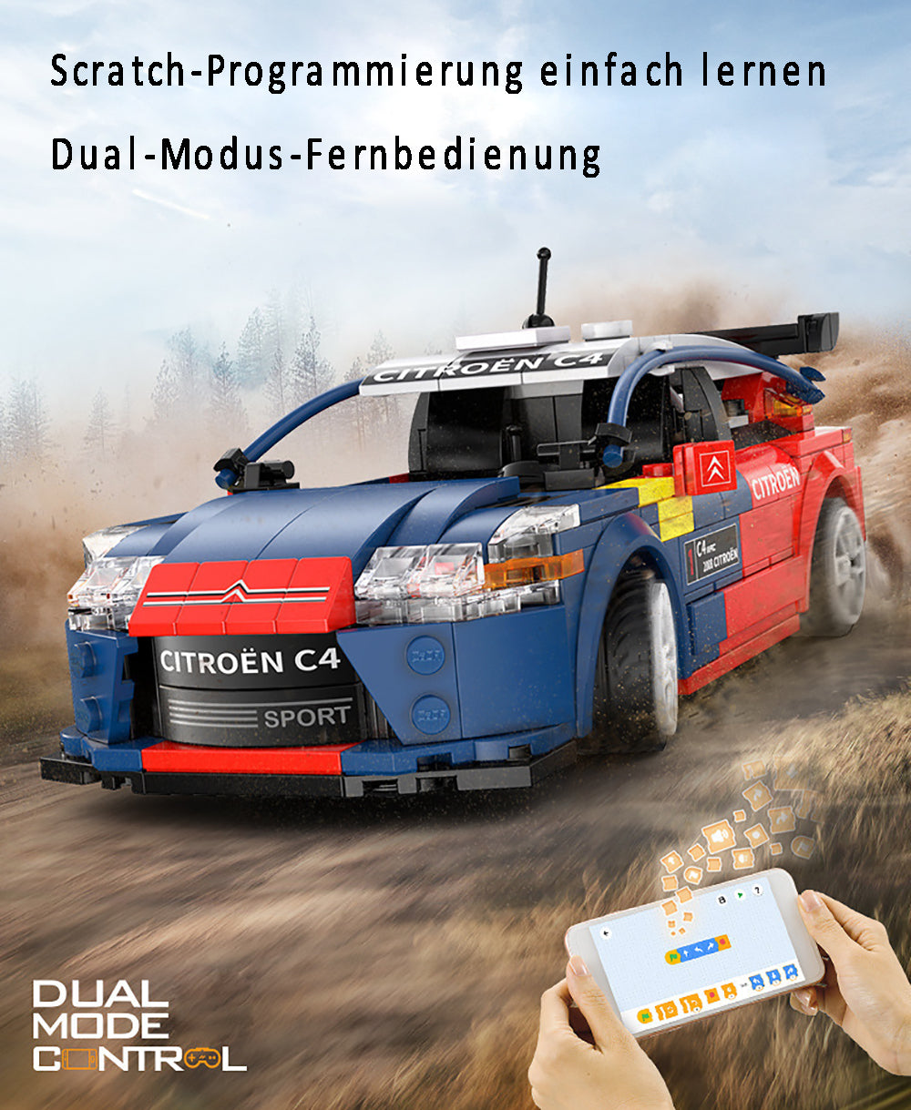 CADA C51078w Technik Citroen C4 WRC Rennwagen, Technic Auto Ferngesteuert Auto Modell Bausatz Kompatibel mit Lego Technik